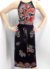 LOFT MULTICOLOR PAISLEY ELASTIC WAIST BLOUSON SLEEVELESS MIDI DRESS SIZE:  L NWT