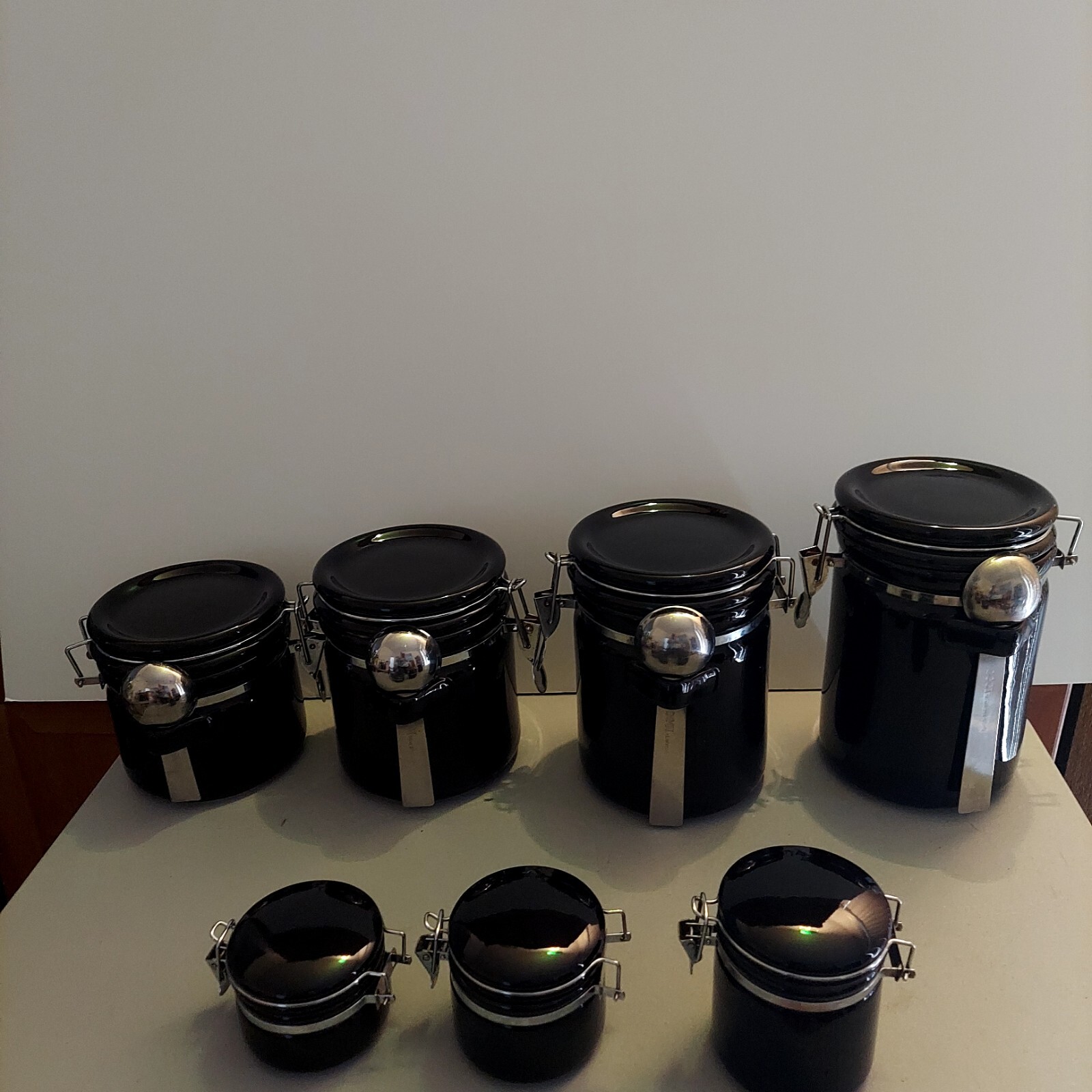 OGGI Black Ceramic Canister Set 7 Pieces with Steel Spoons (4) eBay