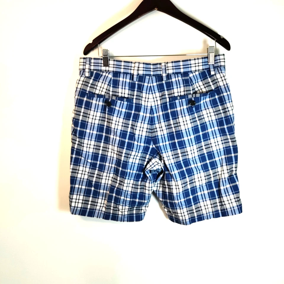Pantalones Cortos de Viaje Banana Republic Azul 32 Cuadros Preppy Atléticos Golf Resort Playa Foto 4 de 4