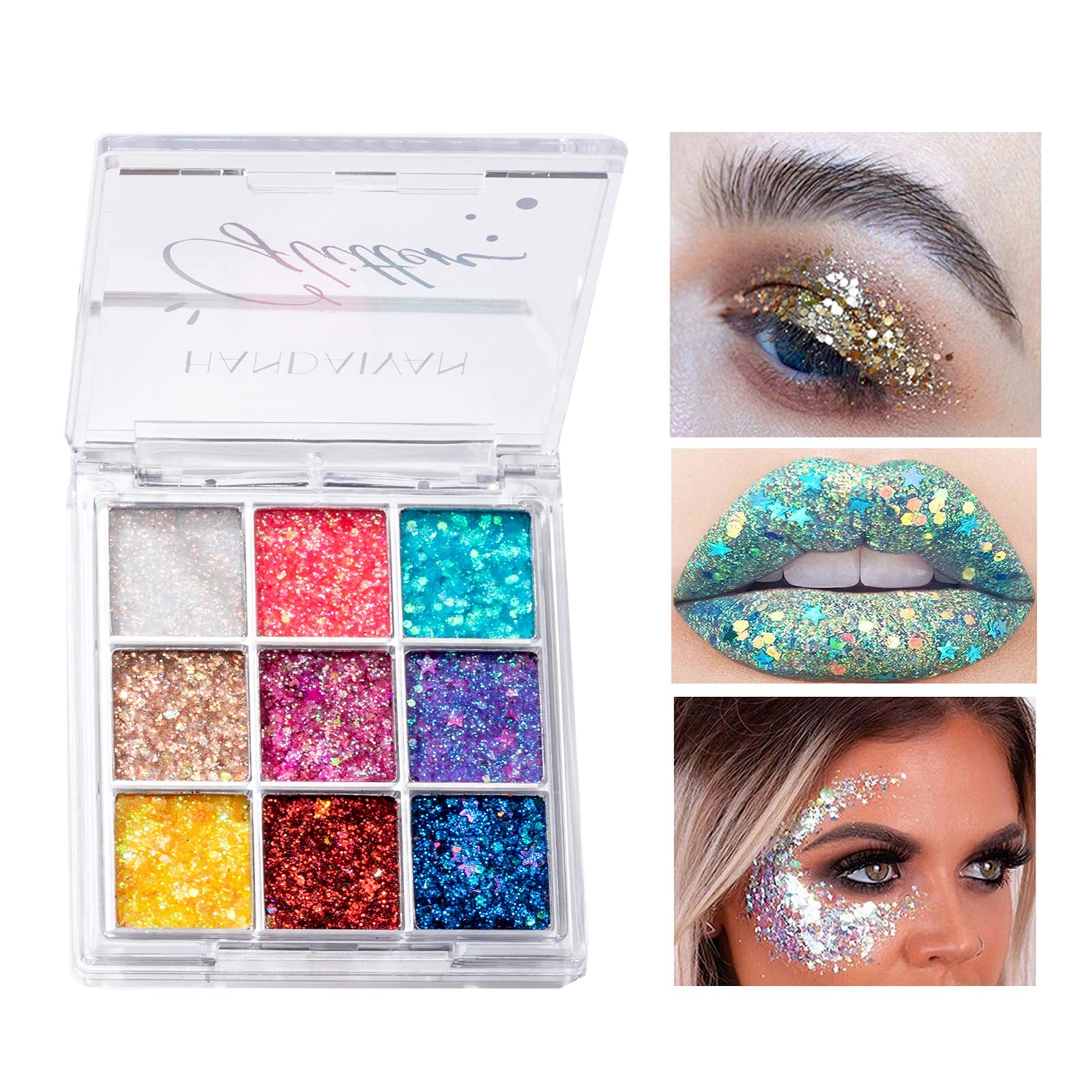 9 Farben Lidschatten, Glitter Lidschatten Palette Shimmer Ultra Pigmented,