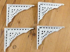4 Shelf Braces Wall Brackets Cast Iron SMALL 5 x 4 Corbels Distressed White 