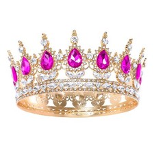 Hot Pink Queen Crown for Women Tiara for Girl Rhinestone Wedding Headband for...