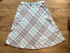 Vintage 1980s Peach Beige Plaid Wool 13 14 Juniors Womens Skirt Made In USA