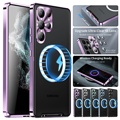 For Samsung Galaxy S24 Ultra S23 S22 Magnetic Metal Mag Safe Camera Cover Case
