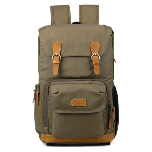 Waterproof Canvas DSLR Camera Backpack Bag Travel Case Pack For Canon Nikon Sony - Picture 26 of 27