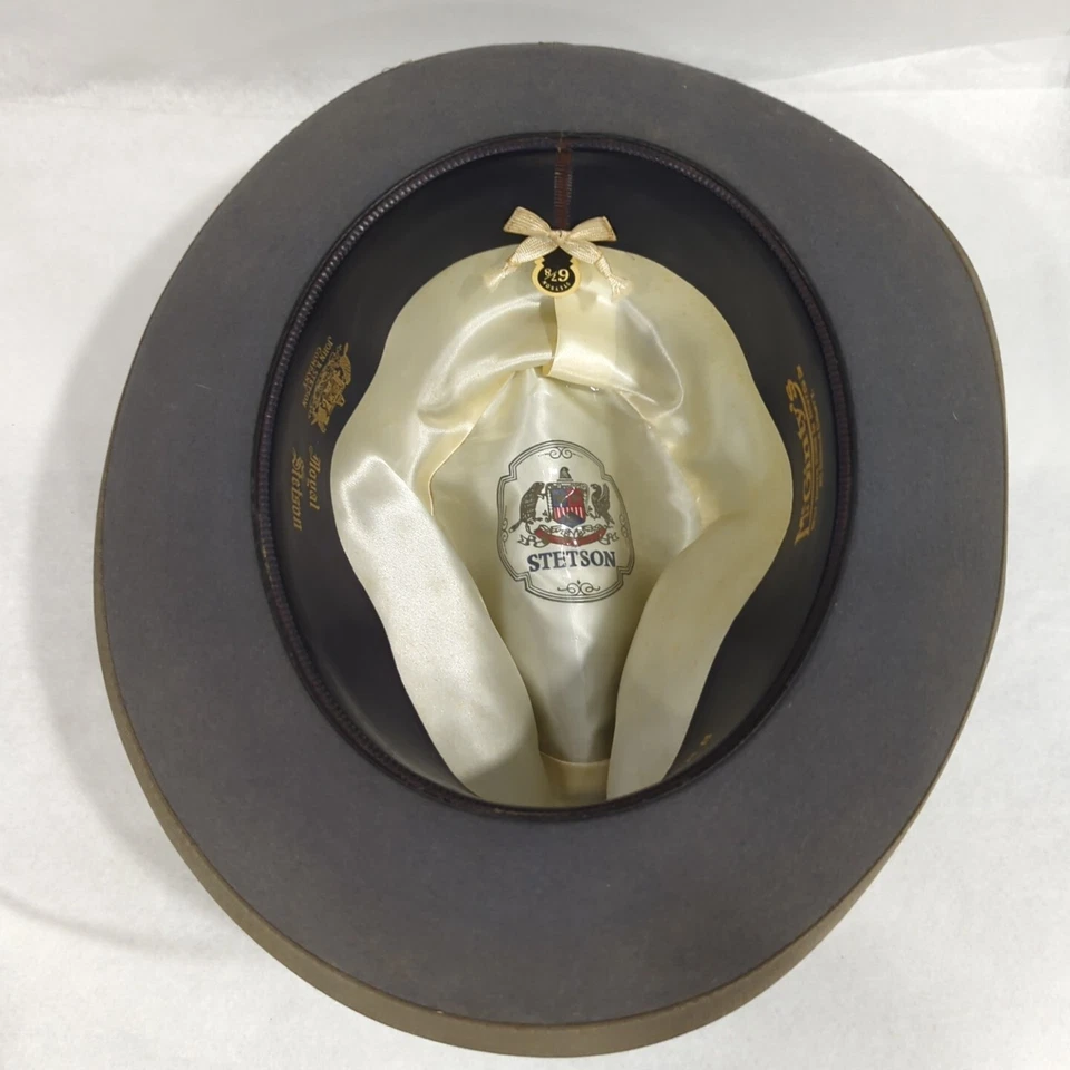 Very Nice Vintage Royal Stetson Hat Size 6 7/8 Gray Fedora W Olive Brim Gangster - Image 2 of 4