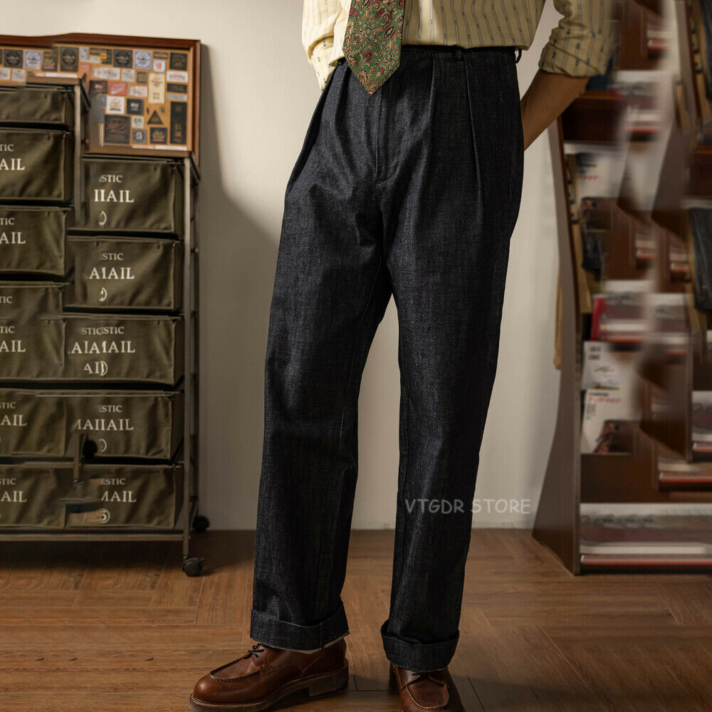 LOOPE ルーペ OUTSIDE PLEATED TROUSERS 33 Red Tornado Naples Pleated Pants Denim Vintage Loose Cut