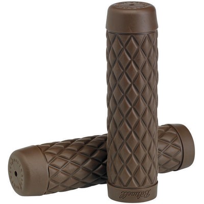 Biltwell Torker 7/8'' (22mm) Handlebar Grips in TPV Rubber Pair - Chocolate Brown
