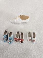 Vintage Porcelain Ceramic Miniature Tiny Shoes Lot Of 3 Pair Plus One