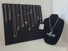 Costume Jewelry Vintage Lot 12 Necklace Charms, Chain, Beads Gold Tone & More F