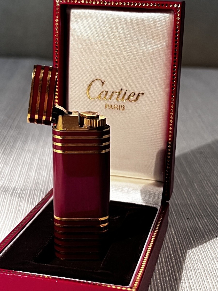 Cartier Lighter Red Art Deco Streamlined Butane Lines