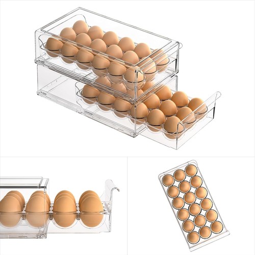 Egg Container for Refrigerator BPA Free Refrigerator Organizer Bins,Stackable - Picture 3 of 6