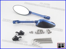 Bare mirrors blue Suzuki SV650S 03-08 CNC machined alloy multi adjustable 04