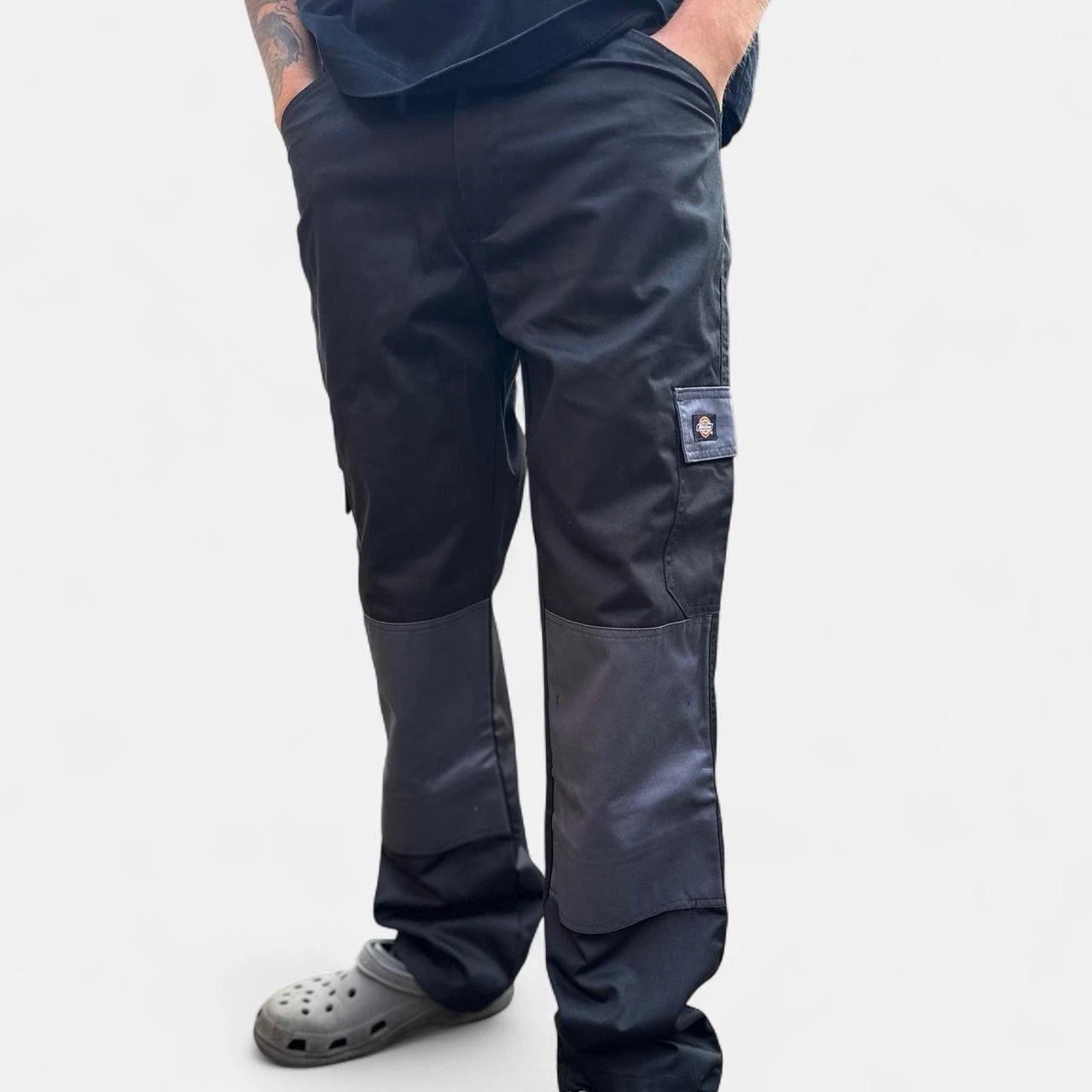 Dickies Black Grey Workwear Cargo Pants Men's Size 32" Everyday CVC Trousers