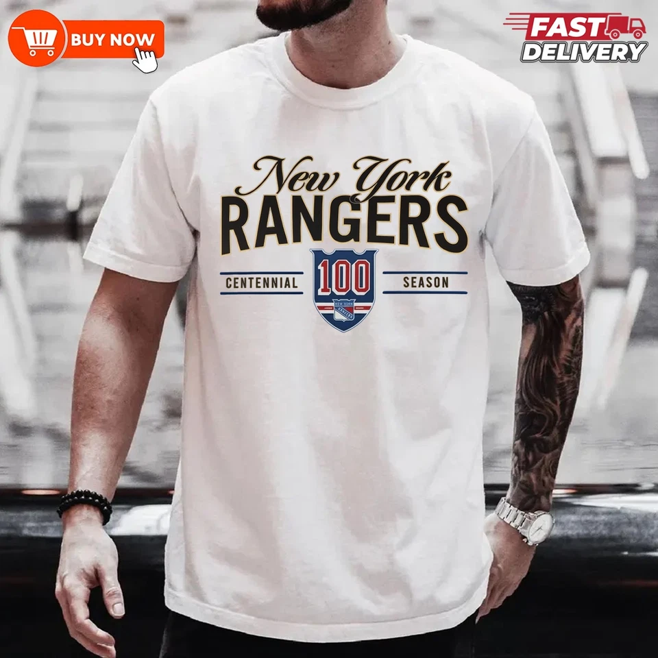 New York Rangers 100th Anniversary NHL Hockey TShirt - Full Color, Full Size - Image 2 of 4