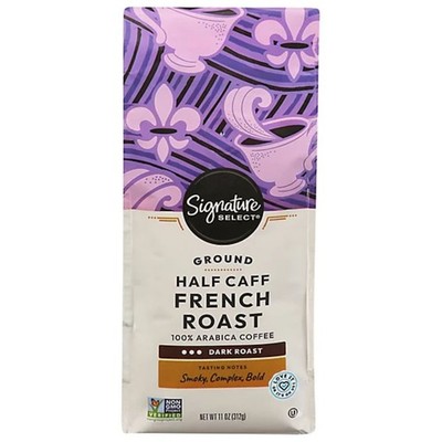 Signature SELECT Coffee Arabica Ground Dark Half Caff French Roast - 11 Oz
