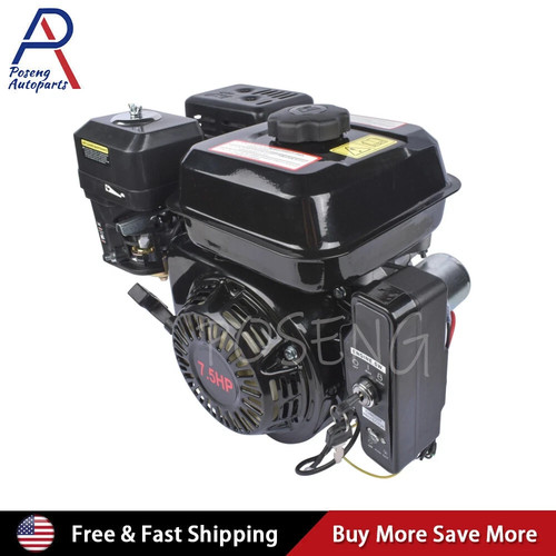 Motor A Gasolina 212cc 7.5 HP Arranque Eléctrico, Horizontal 4 Tiempos Para Go Kart, Geluoxi, Eje Con Chavetero