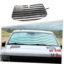 Jimen Auto Visor for F150, American Flag Front Windshield Sun Shade Window
