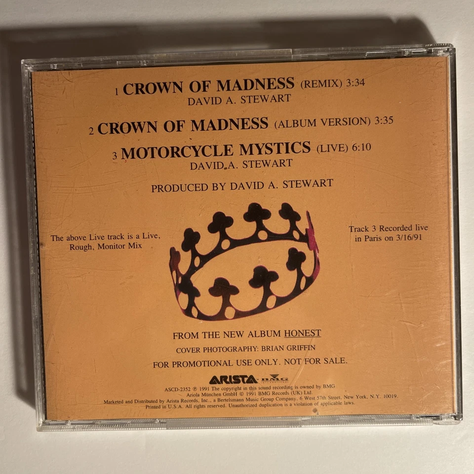 Dave Stewart And The Spiritual Cowboys – Crown Of Madness (CD, Promo, US) AQ849 - Image 2 of 3