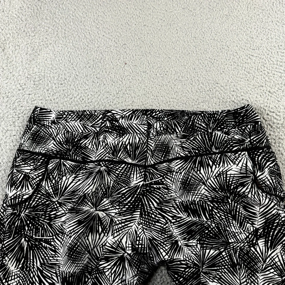 Ruby Rd Black White Womens 18W Plus Tropical Linen Blend High Rise Capri Pants - Image 3 of 4