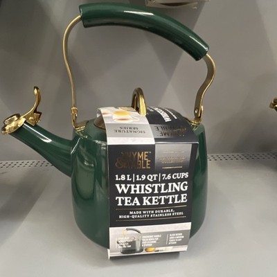 Thyme & Table Signature Series Whistling Tea Kettle 1.8L Green Stainless Steel