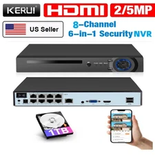 Fuers 8CH NVR 8MP PoE Video Recorder 1TB HDD For IP Home Security Camera System