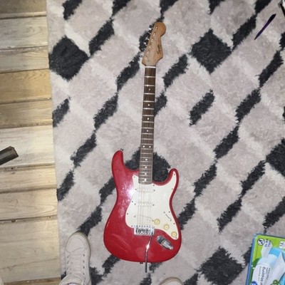 Squier by Fender Stratocaster Electric Guitar Red 6 String Rosewood Right-Handed