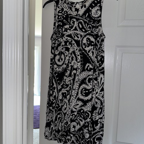 Robe D'été Sans Manches LOFT - Noir Motif Tissé - Taille XS Femme - Occasion En Super état