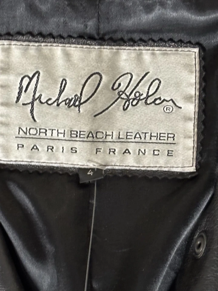 Michael Hoban North Beach Womens Black Genuine Leather Full Zip Jacket Size 4 - Image 2 of 4