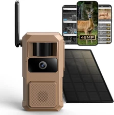 48MP Trail Camera, 2K Live Cellular Trail Camera 4G LTE Built-in-SIM 0.1s Trigge