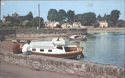 Cockwood Cofton Dawlish Warren Devon UK Postkarte 1955 Hafen Boote