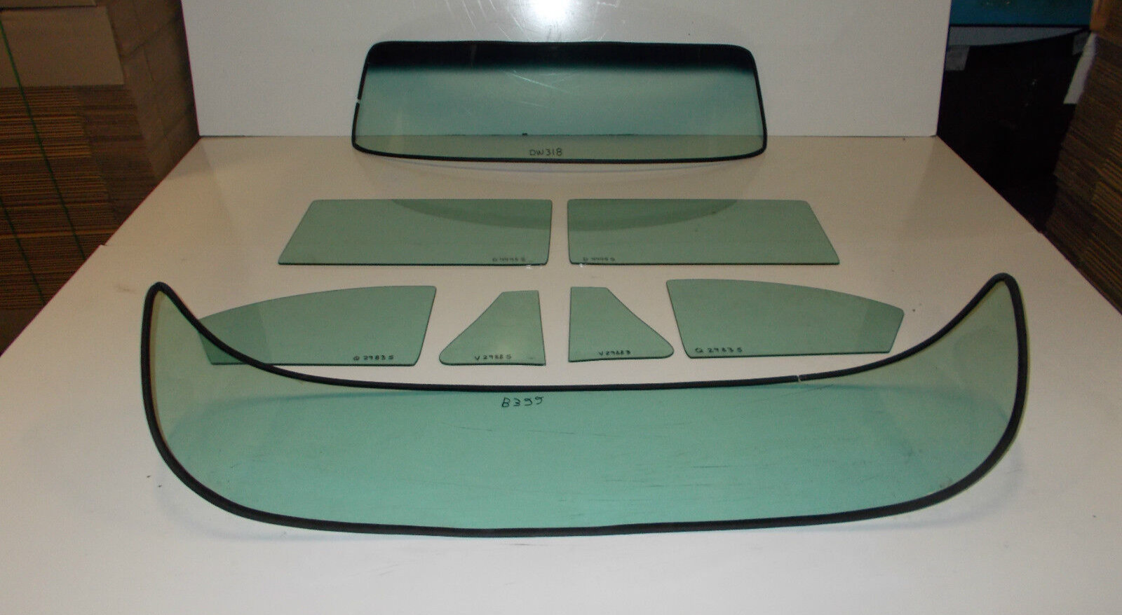 1953 1954 Pontiac Coupe Special Glass Green Windshield Vent Door Quarter Rear