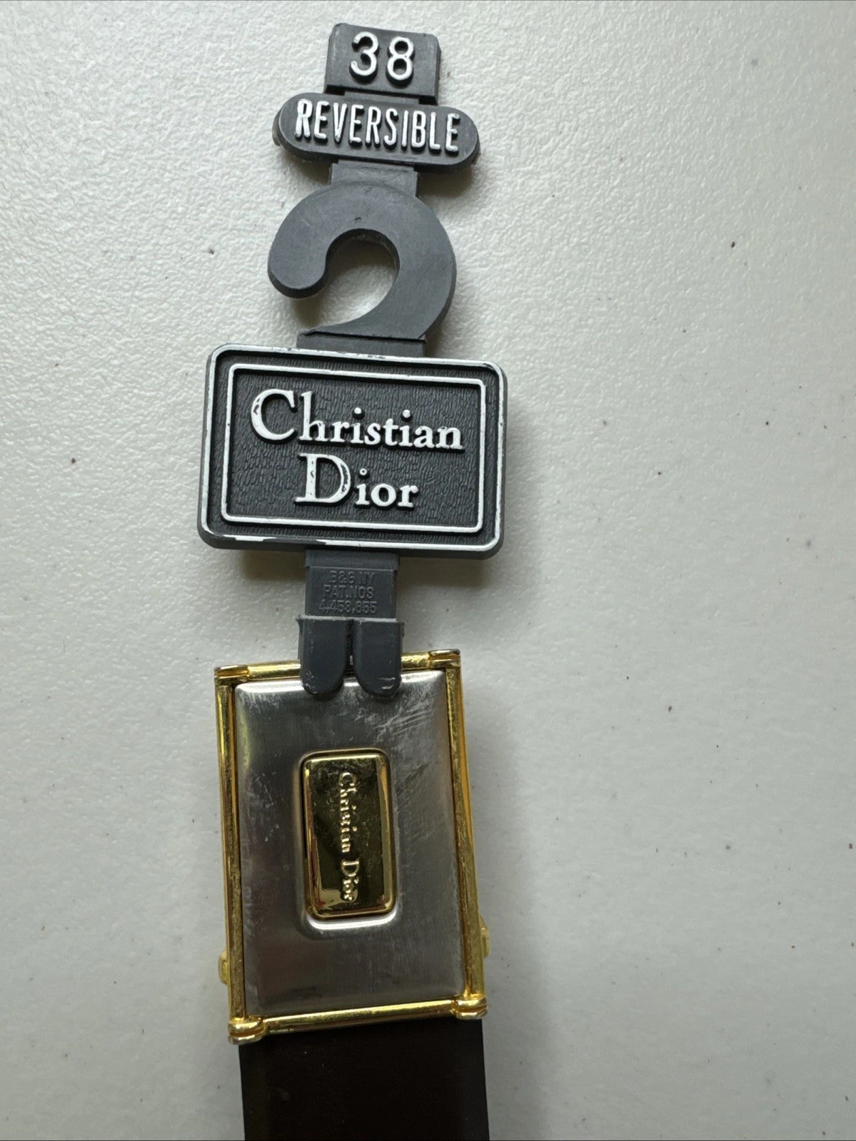 Véritable ceinture vintage CHRISTIAN DIOR TAILLE 38 réversible en cuir marron noir :