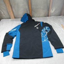 Spyder Ski Jacket Boys 18 Black Insulated Hooded Rain Wind Light Full Zip Warmth