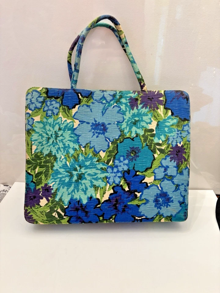 Bolso de mano vintage de tela floral MARGARET SMITH Gardiner Maine con asa superior Foto 2 de 4