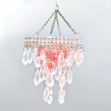 Acrylic Crystal Chandelier Light Up Color Changing Christmas Hanging Ornament 4"