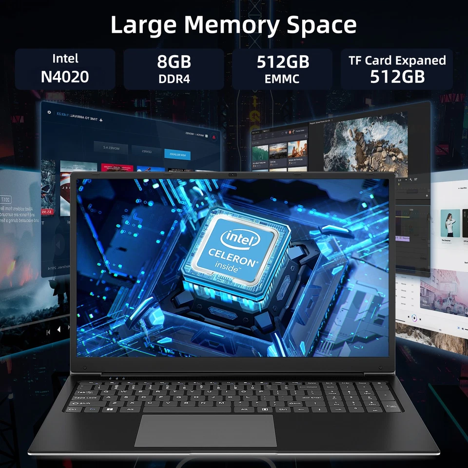 SGIN Notebook 17,3 Zoll Laptop 8GB RAM 512GB SSD Intel Dual-Core 2,8GHz Win 11 - Bild 4 von 4