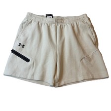 NWT Under Armour Shorts Mens XL Beige UA Unstoppable Fleece Athletic Workout