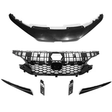 For 2022 2023 2024 Honda Civic Type-R Style Black Upper Grille Cover+Upper Grill