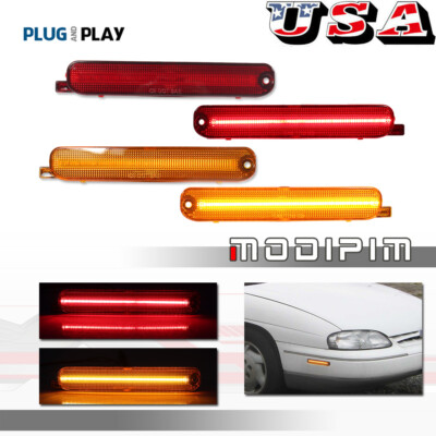 (2)Amber (2)Red LED Side Marker Light For 95-01 Chevy Lumina & 95-99 Monte Carlo