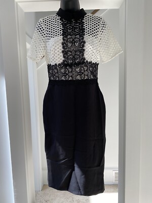 Zara White Black White Lace Dress Size S