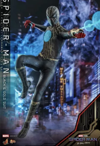 En stock Nuevo Hot Toys MMS604 Spider-Man: No Way Home 1/6 Traje Negro y Dorado Figura