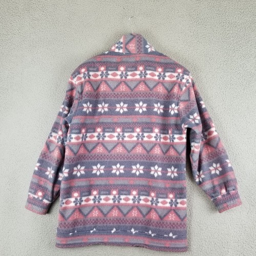 Haband Aztec Motif Fleece Zip Jacket Small Pink Blue Gray Geometric Tribal - Picture 5 of 8