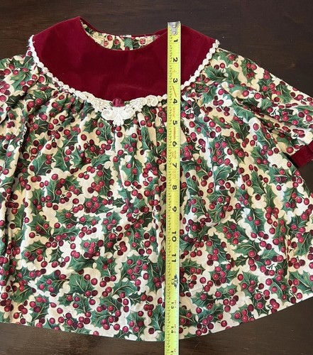 Baby Mädchen Weihnachtskleid Vintage Stechpalme Kinderreim Größe 6-9 Monate Samtkragen - Bild 11 von 12