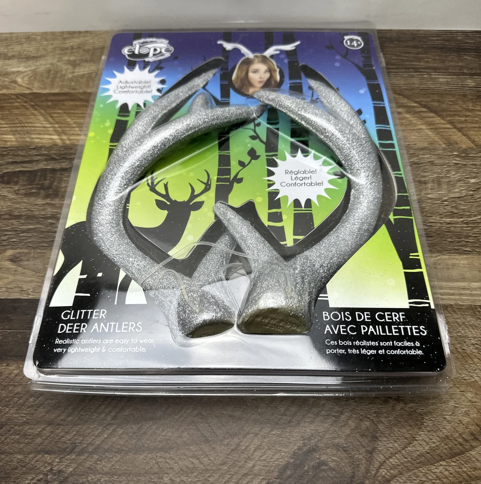 Astas de ciervo con brillo plateado Elope ¡Hada animal mítica Halloween Juegos con disfraces! ¡Nuevo!! Foto 4 de 4