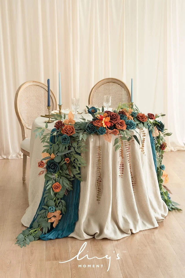 Guirnalda de flores Ling's Moment 9 pies para decoración de telón de fondo - arco de boda de otoño... Foto 3 de 4