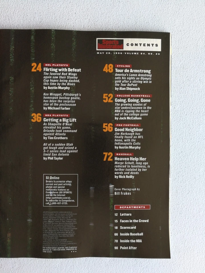 Revista Sports Illustrated 20 de mayo de 1996 Marge Schott - Shaquille O'Neal - JH Foto 2 de 2