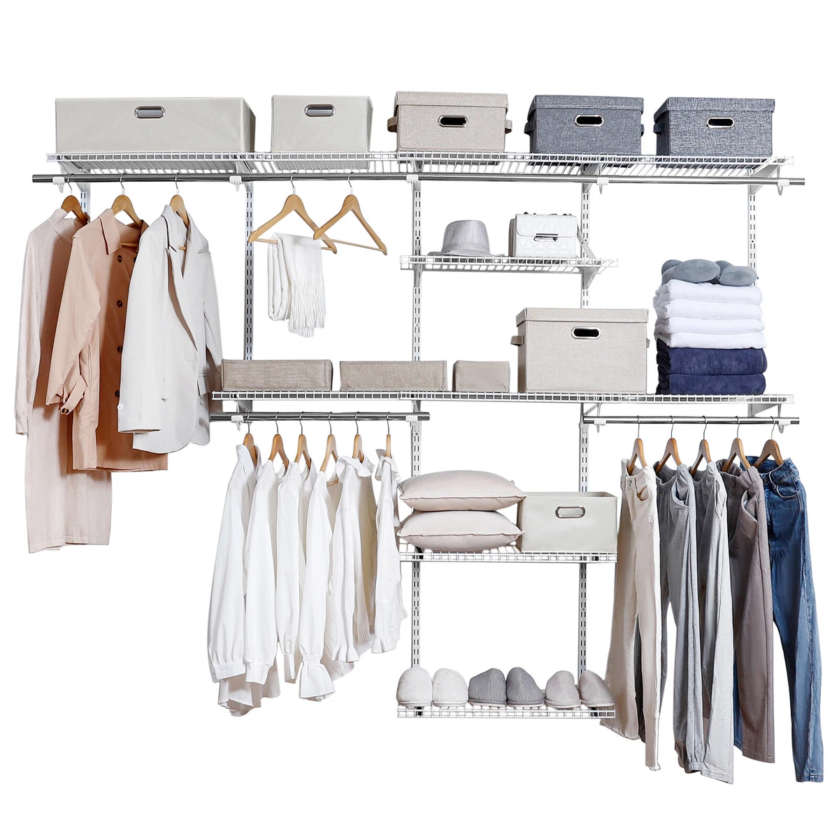 Walk in Closet Organizer System Kit Metal Closet System with