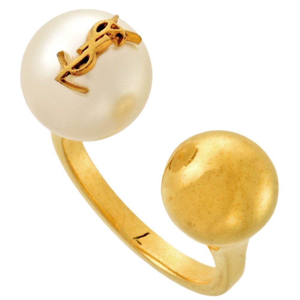 【関税&送料込み】Saint Laurent Ysl Pearl And Ball Ring In SAINT LAURENT YSL Pearl & Ball Ring Metal Pearl #US6.5-7