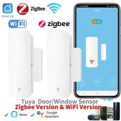 Tuya WiFi Zigbee Window Door Sensor Smart Home Door Open/Closed Detectors